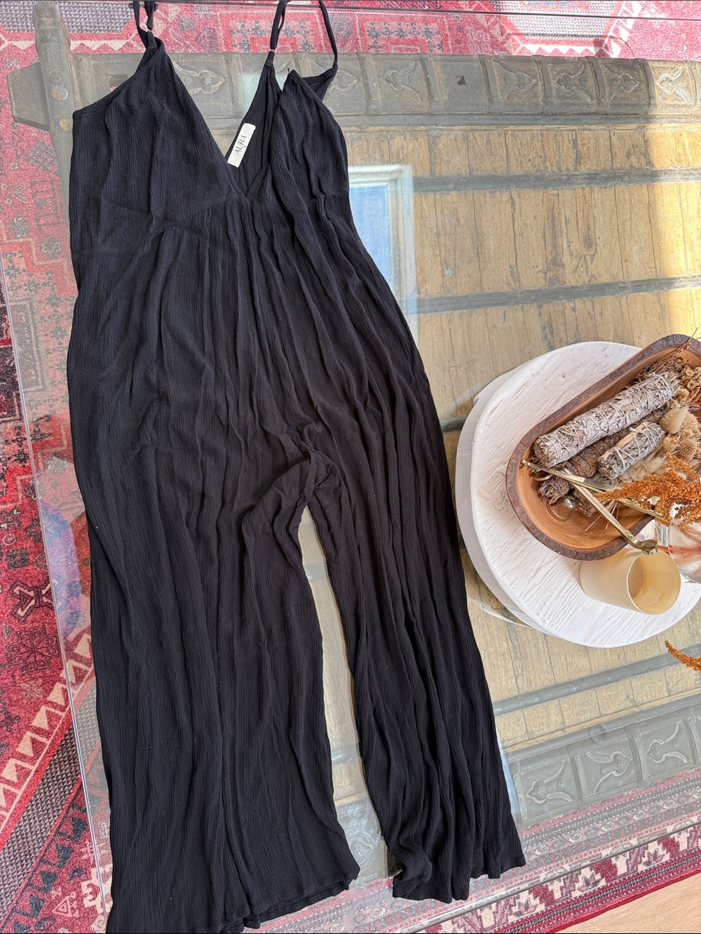 Aura Black Sleeveless V-Neck Wide-Leg Jumpsuit